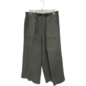 Splendid Green Wide Legging Cotton Pants Drawstring Lounge Gauze Pants Size M